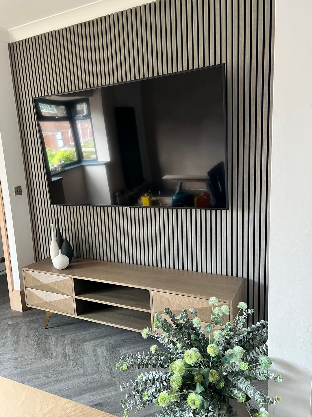 Customer photo review of Wooden Wall Panel | Grey Walnut | Premium 3-sided Wood Veneer