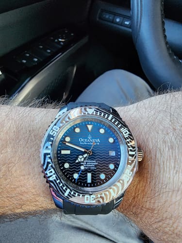 Customer photo review of Oceaneva 6000m Deep Marine Explorer VI Grade 5 Titanium Automatic Watch Blue Black Dial