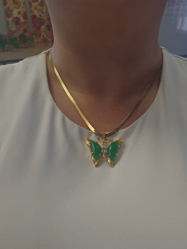 Customer photo review of Jade Butterfly Necklace