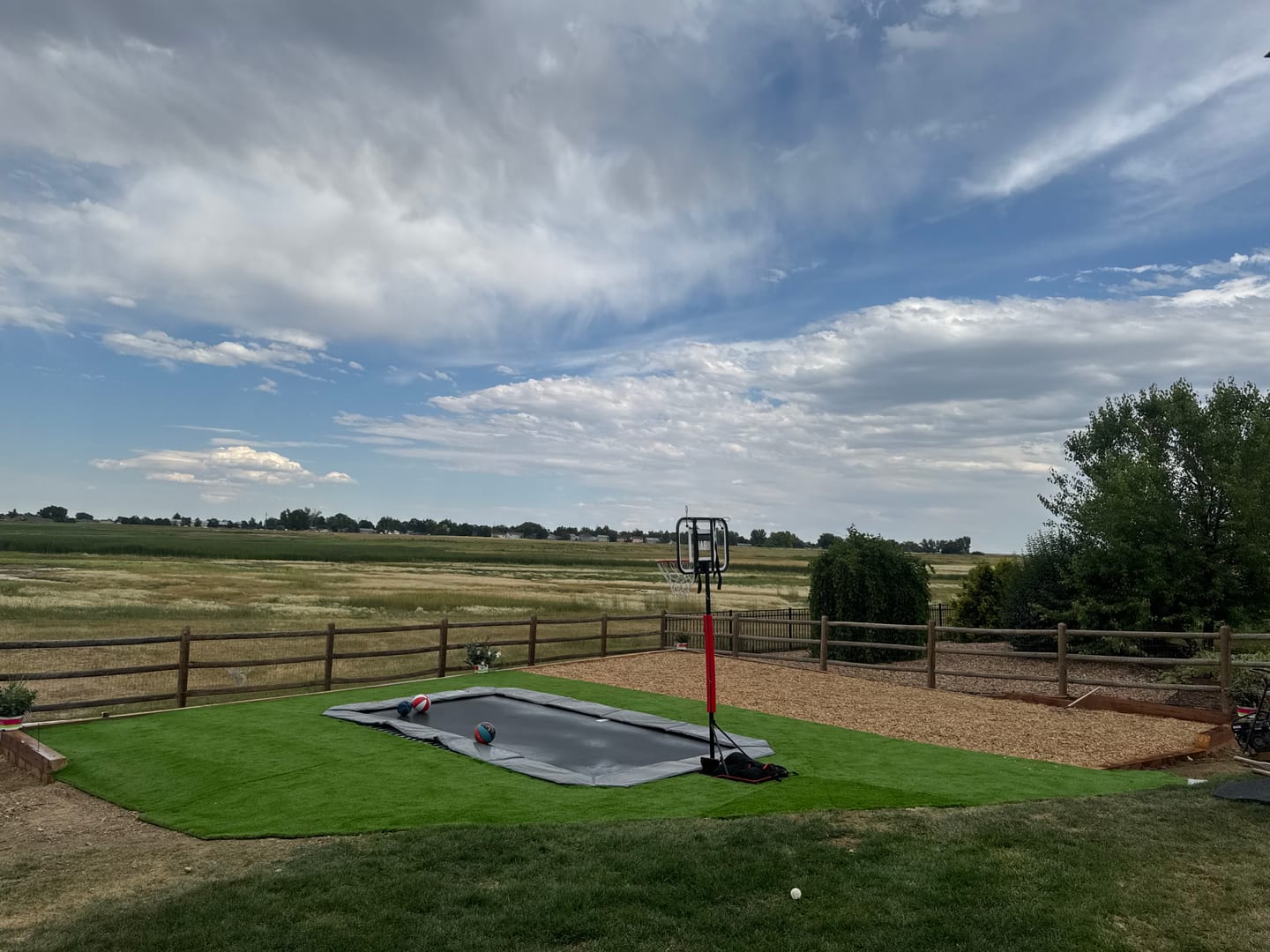 Customer photo review of Inground Trampoline Basketball Hoop