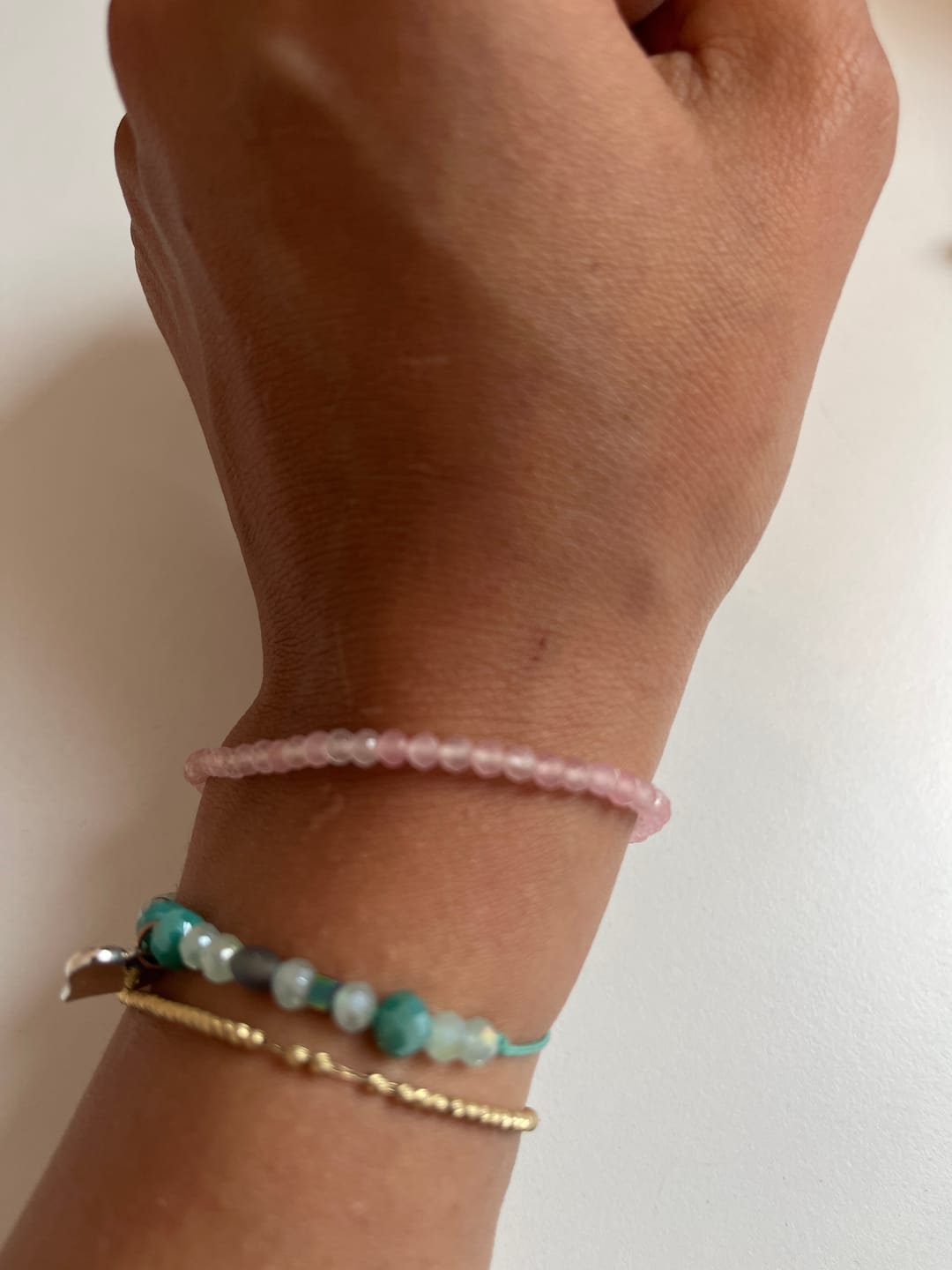Customer photo review of Rosenquarz Armband - Perlen