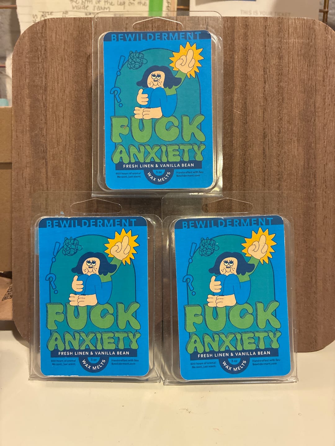 Customer photo review of F*ck Anxiety Wax Melts