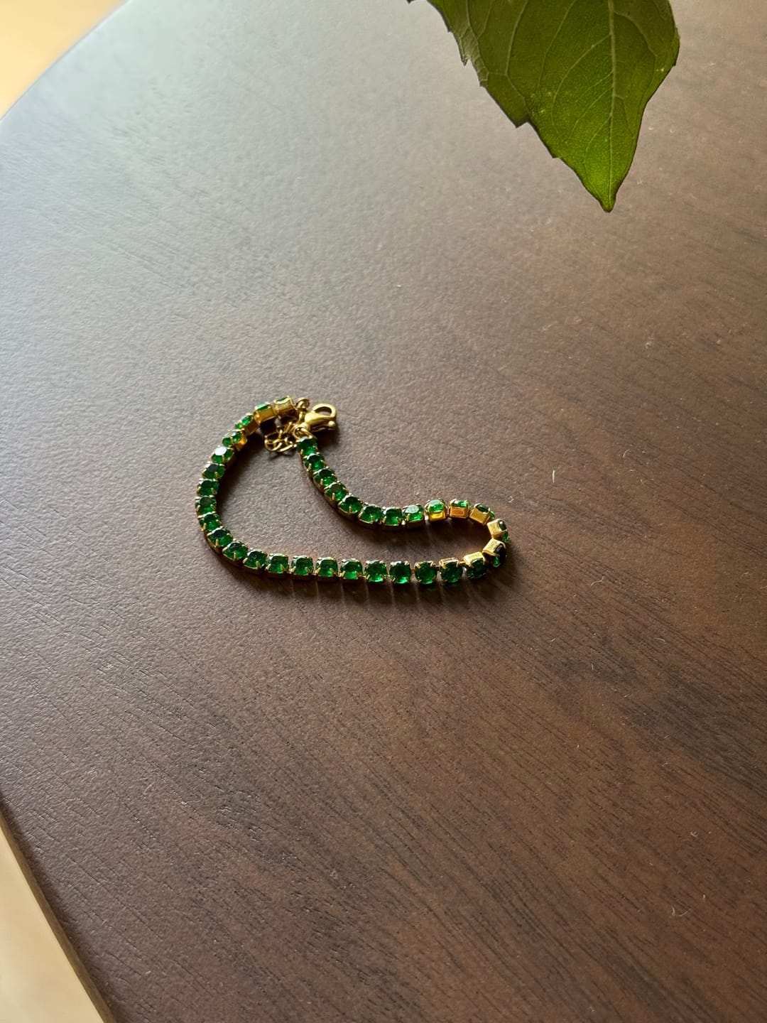 Customer photo review of Tennis Green Bracelet (Gold)