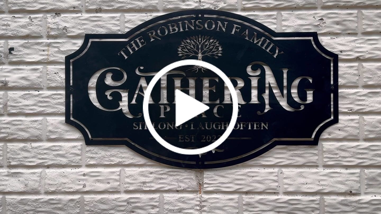 Customer video review of Gathering Metal Sign