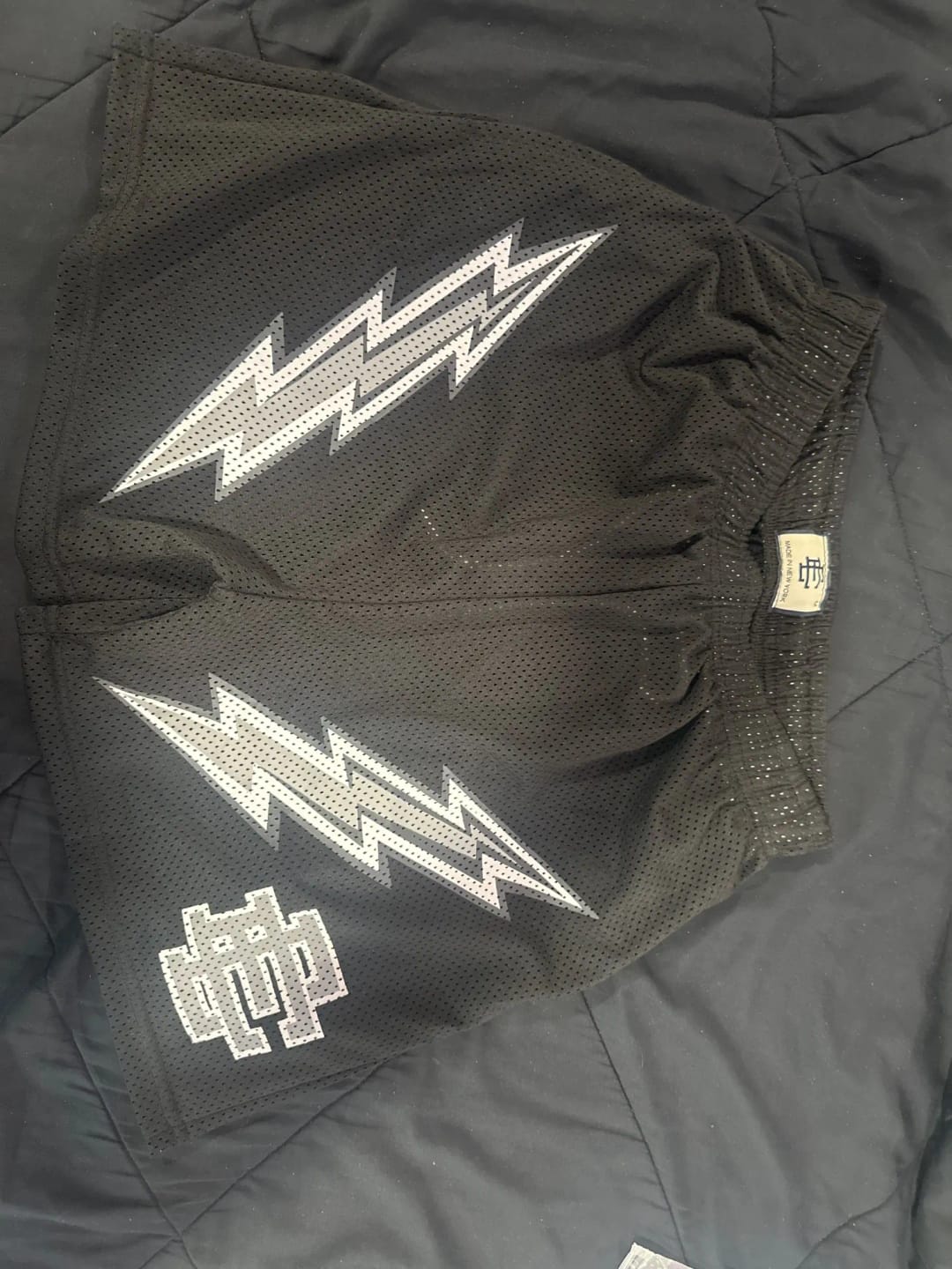 Customer photo review of Eric Emanuel Basic Lightning Bolt Shorts Black/White