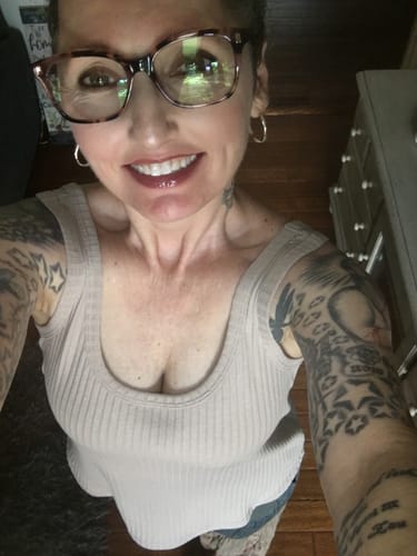 Customer photo review of Lightweight Ribbed Tank Top with Heart Detail in Stone FINAL SALE