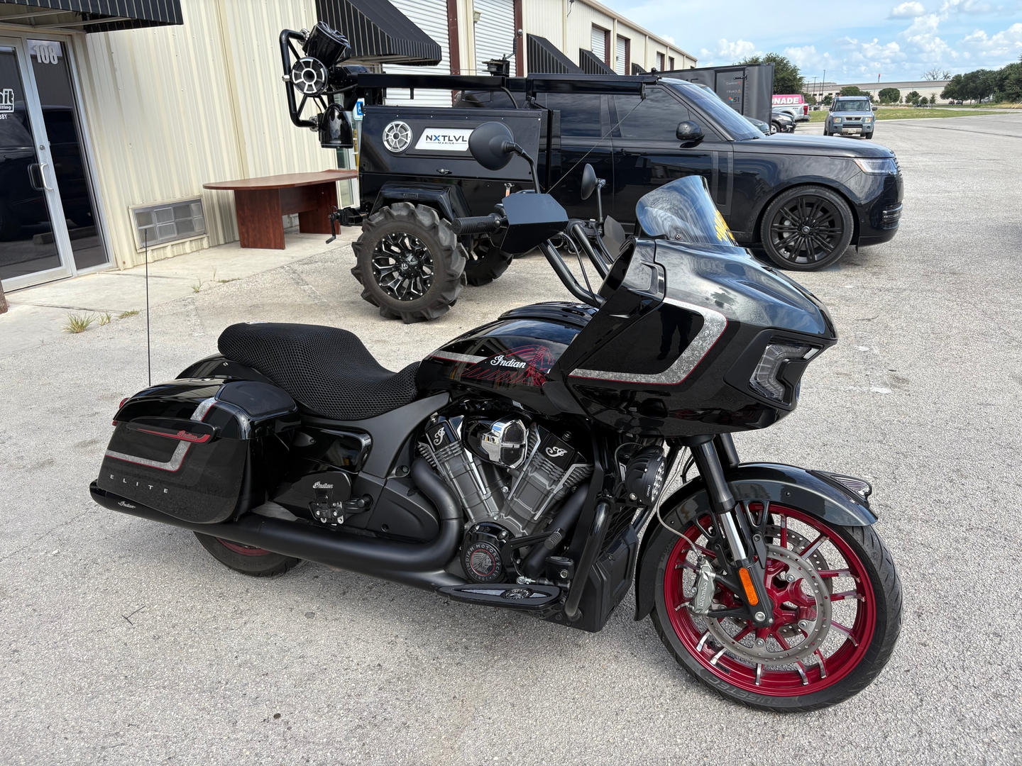Wind Rider mesh seat cover installed on a Indian Challenger
