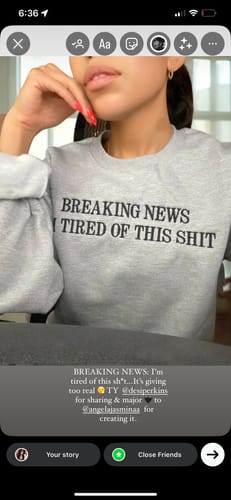Customer photo review of Breaking News Embroidered Sweatshirt