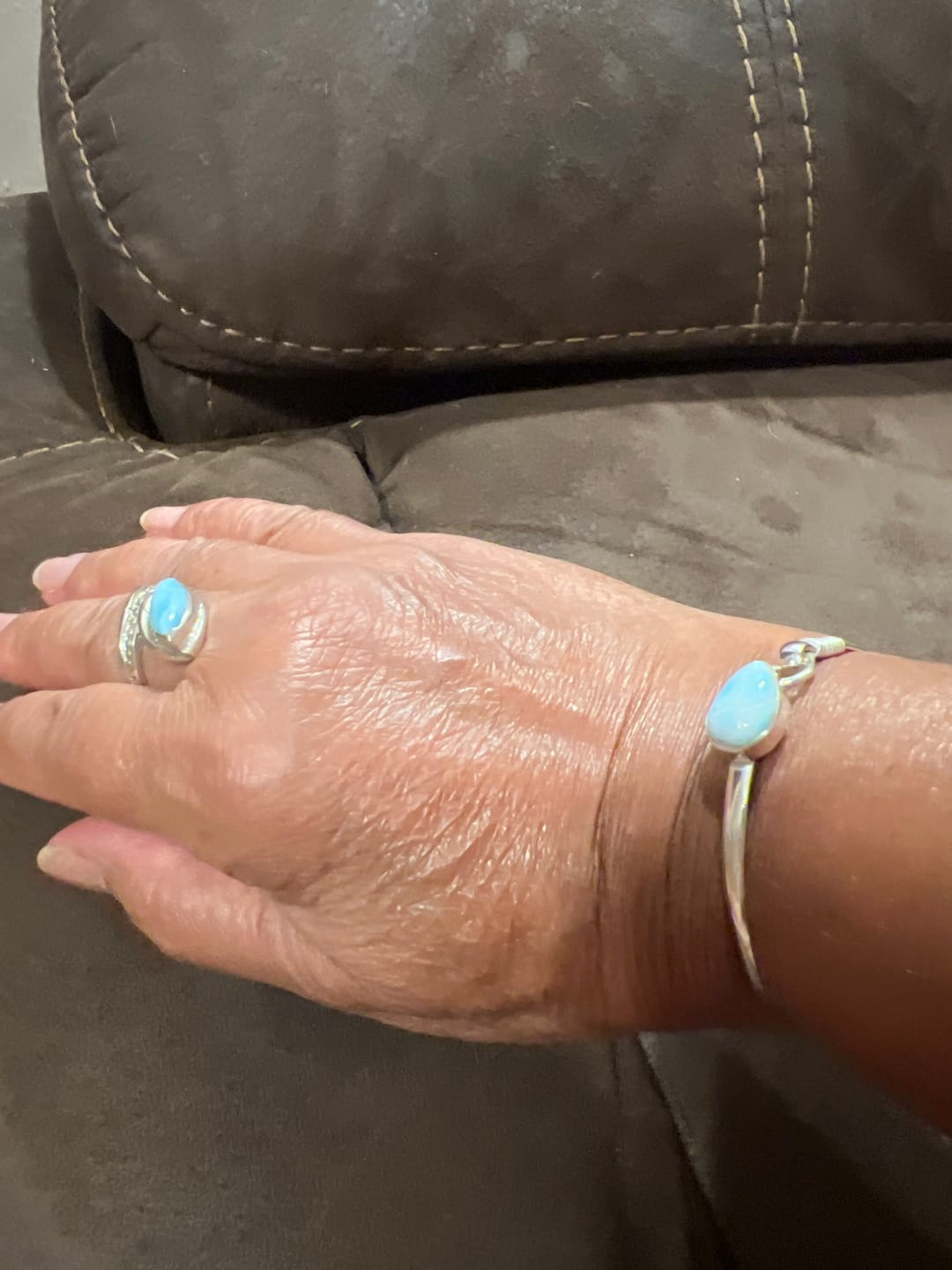 Customer photo review of Sound of Freedom Larimar Stone Bracelet
