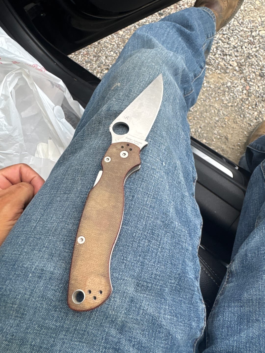 Customer photo review of Paramilitary 2 Knife Brown Micarta (3.4" Satin CRUWEAR) C81MPCW2