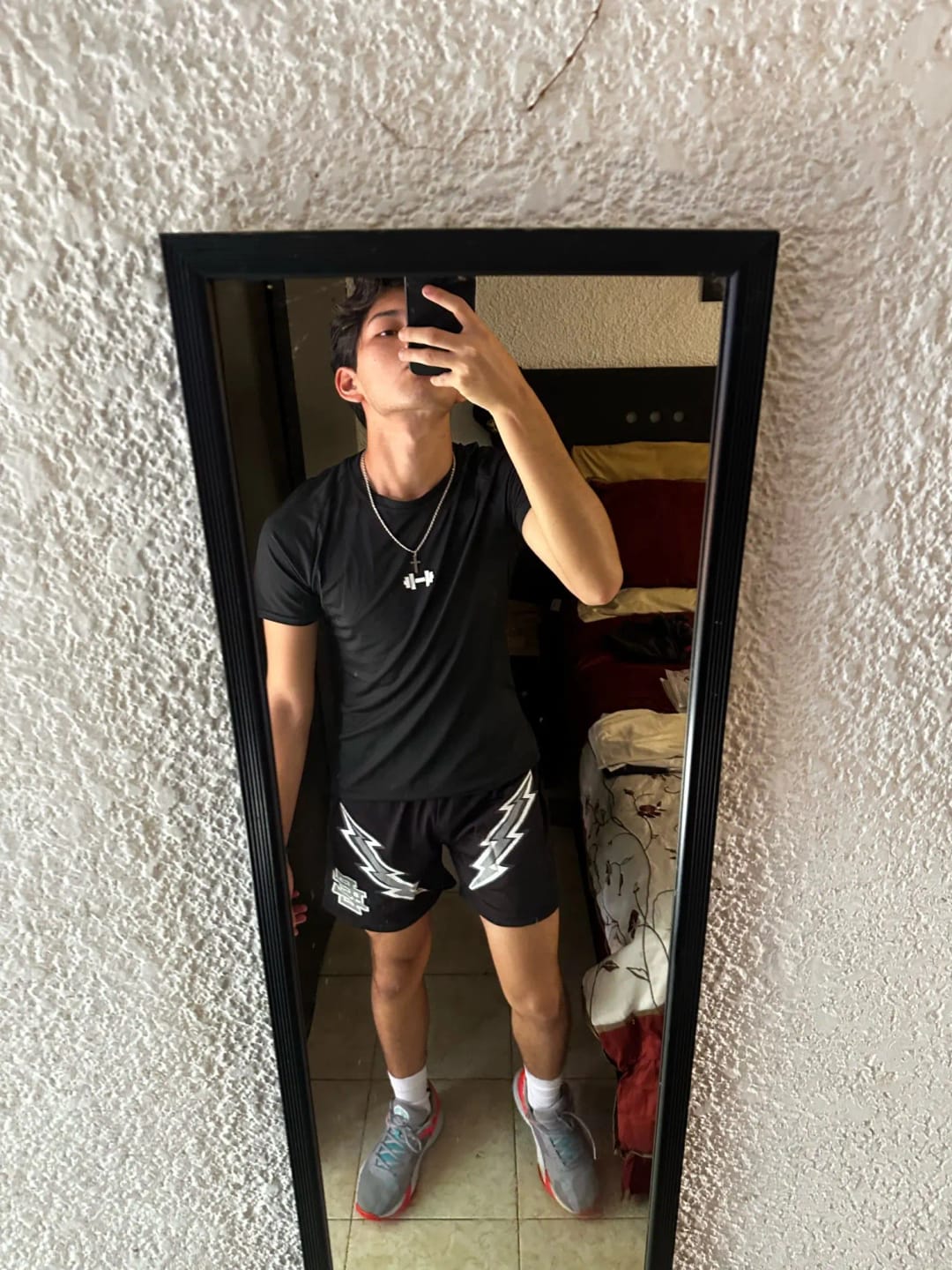 Customer photo review of Eric Emanuel Basic Lightning Bolt Shorts Black/White