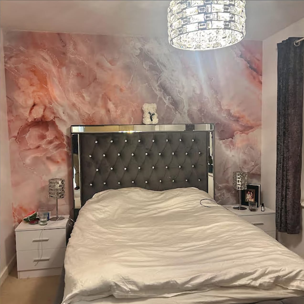 Customer photo review of Soft Pink and Grey Marble Wallpaper, Light Natural Stone Texture Mural, Peel and Stick Removable Grey Marble Custom Size Wall Decor