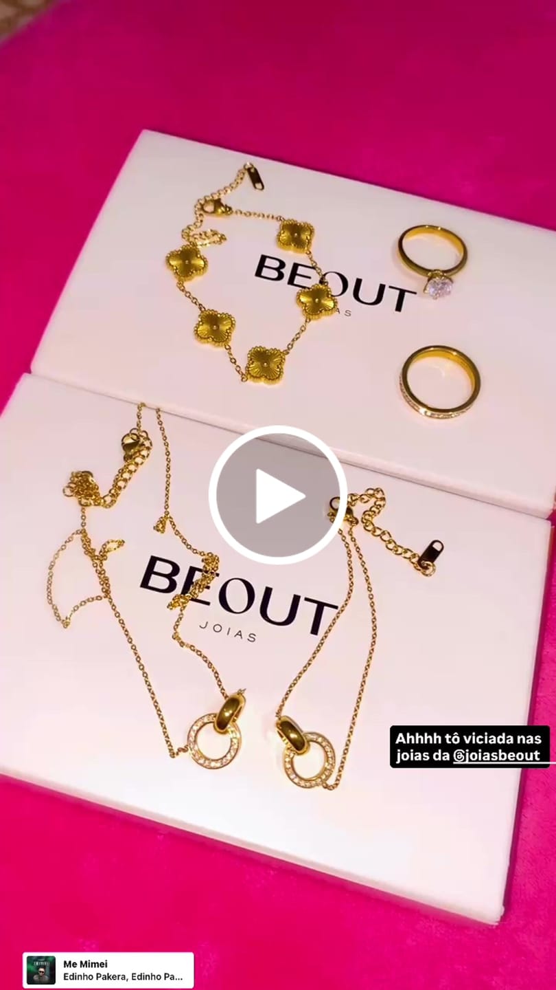 Customer video review of Colar Anéis Cruzados Banhado em Ouro 18k