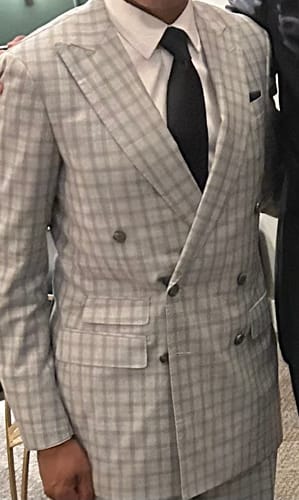 Customer photo review of Black Striped Silk Men's Tie Hanky Cufflinks Set