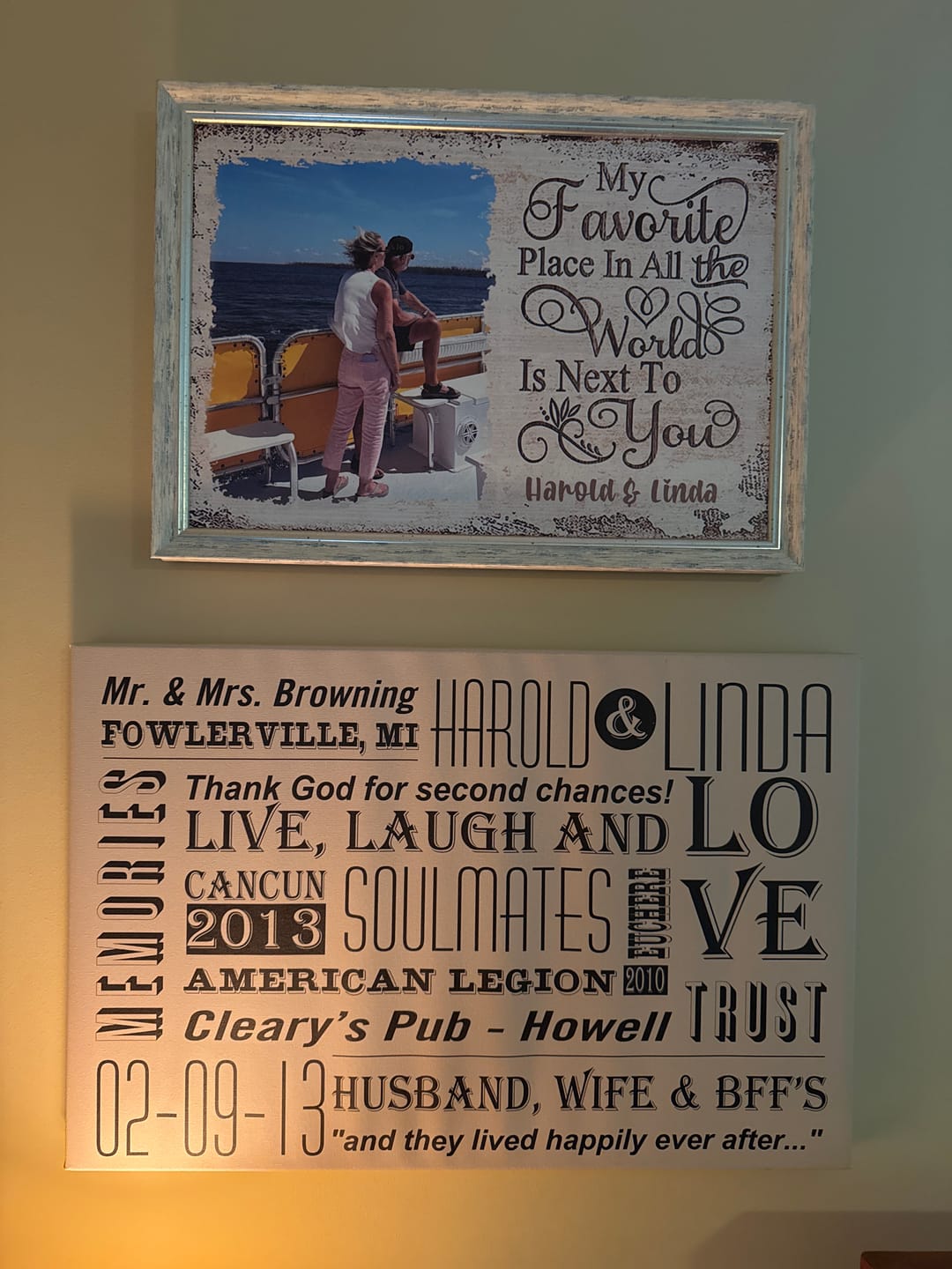 Customer photo review of Next To You Is One Of My Favorite Places To Be - Upload Image - Personalized Horizontal Poster