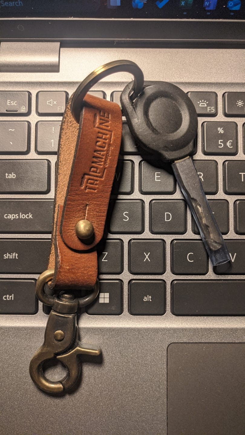Customer photo review of key fob with antique gold