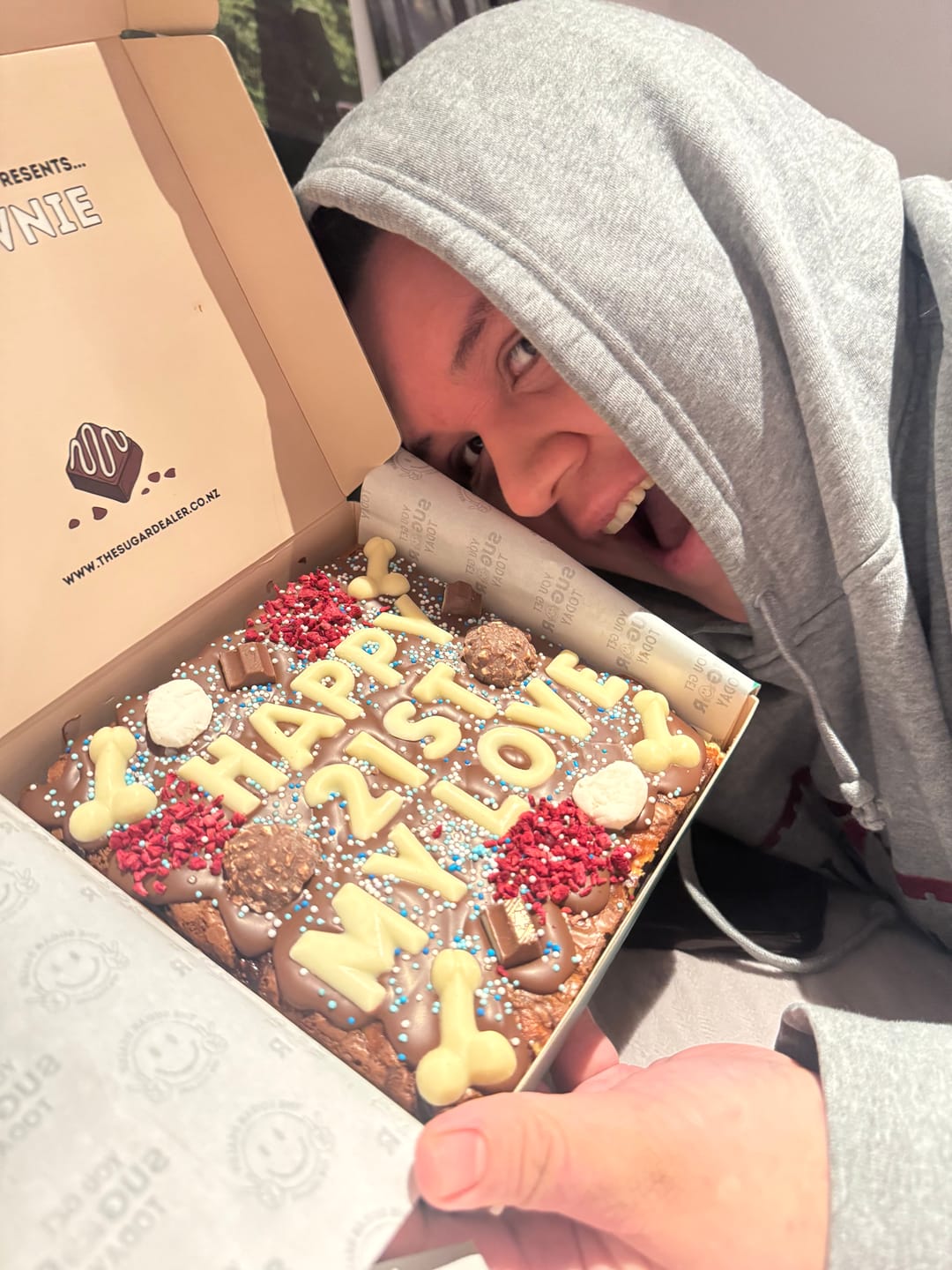 Customer photo review of Custom message dick brownie