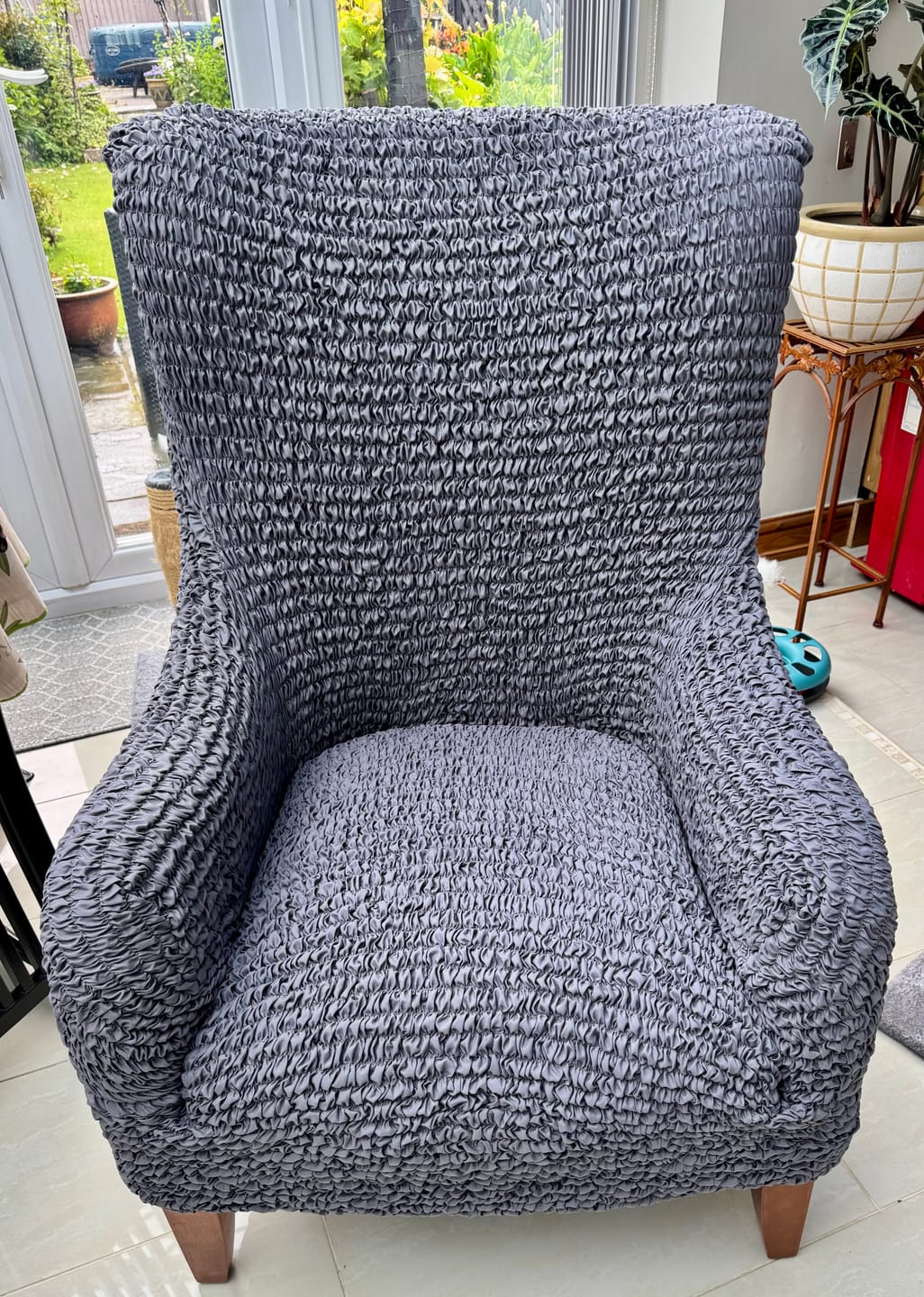 Customer photo review of Wing Chair Cover - Charcoal, Microfibra