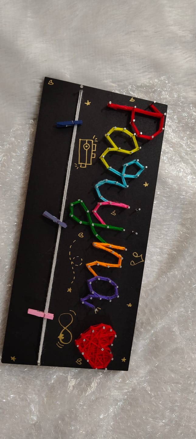Customer photo review of Artsy- Customised Mini Nameplate String Art