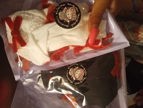 Customer photo review of Alanis Bows Fishnets Sleeves Gloves Shrug Top