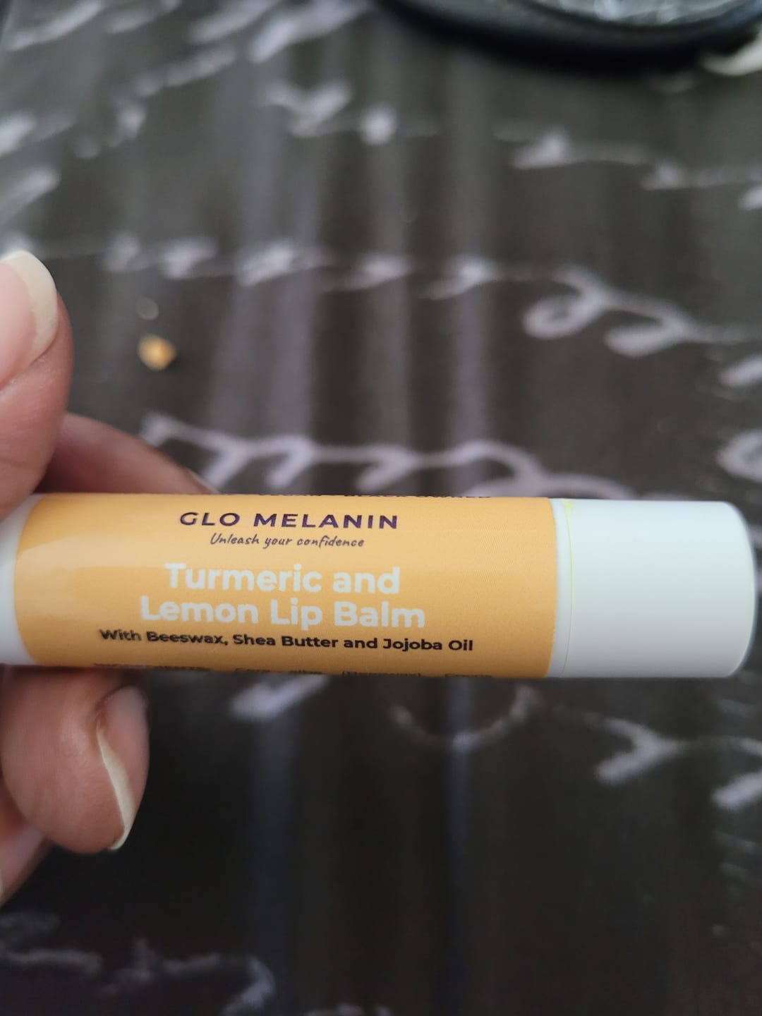 Customer photo review of Turmeric and Lemon Lip Balm (for Dark Lips)