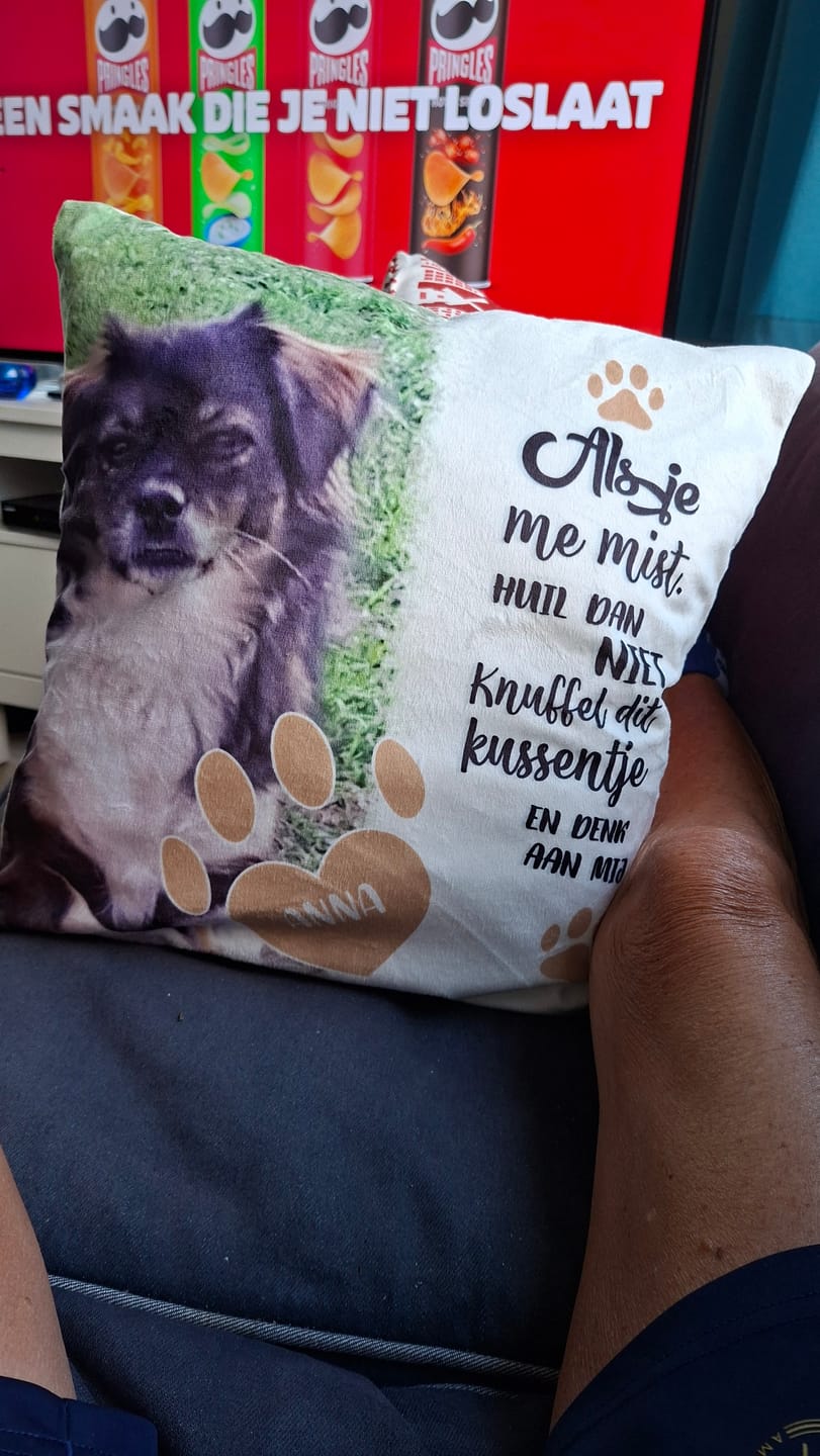 Customer photo review of Als je me mist - Gepersonaliseerd kussen