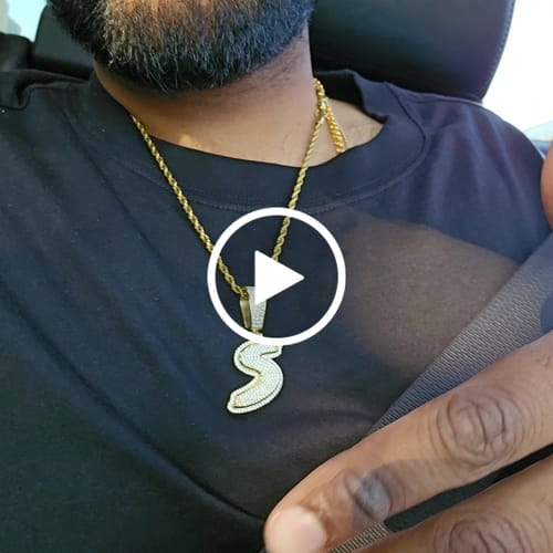 Customer video review of Moissanite Brush Font Letter Pendant A-Z