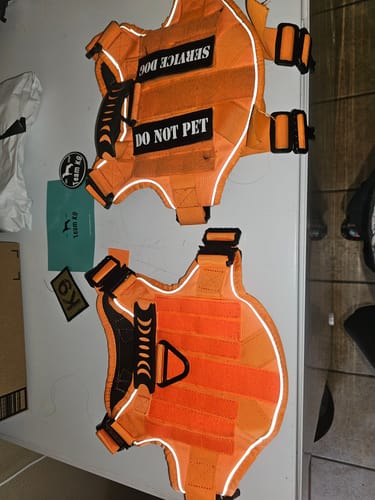 Customer photo review of NEW Upgraded Tactical No-Pull Team K9™ Dog Harness with 4 Quick-Release Metal Buckles, Reinforced Front & Back D-Rings, Hook & Loop Panels, Adjustable Straps, Reflective Strips, & Top Handle