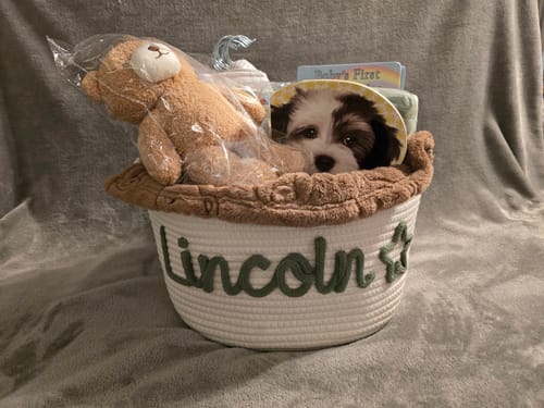 Customer photo review of Baby Knits™ Personalized Knitted Basket