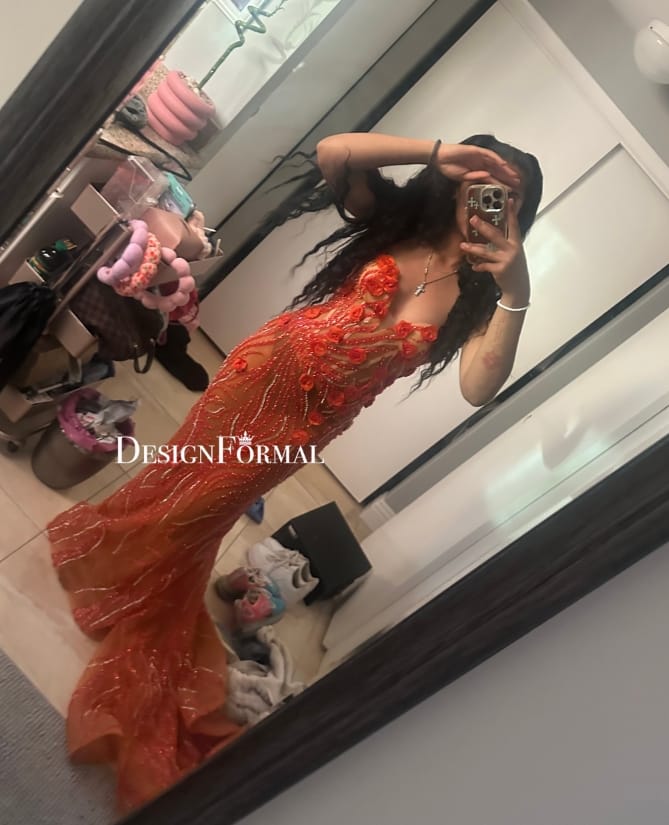 Customer photo review of Strapless Sparkly Sheer Mermaid Corset Back Birthday Prom Dress