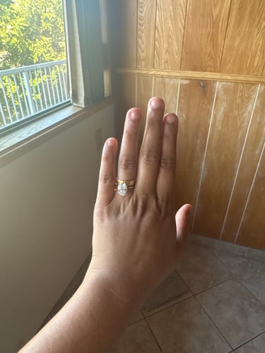 Customer photo review of Louily Yellow Gold 3.5 Carat Oval Cut Solitaire Engagement Ring In Sterling Silver