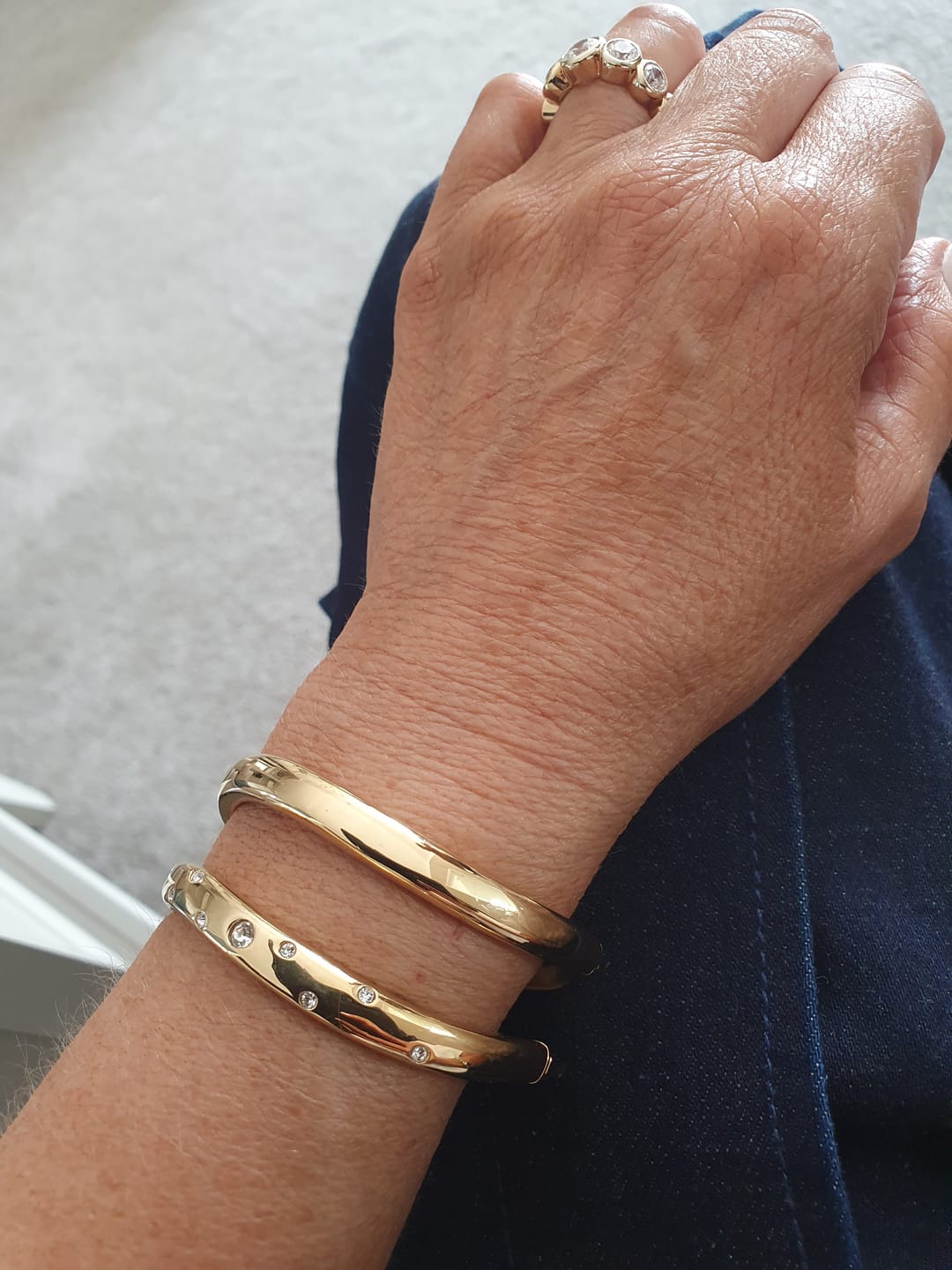 Customer photo review of Wave Bangle with Stones
