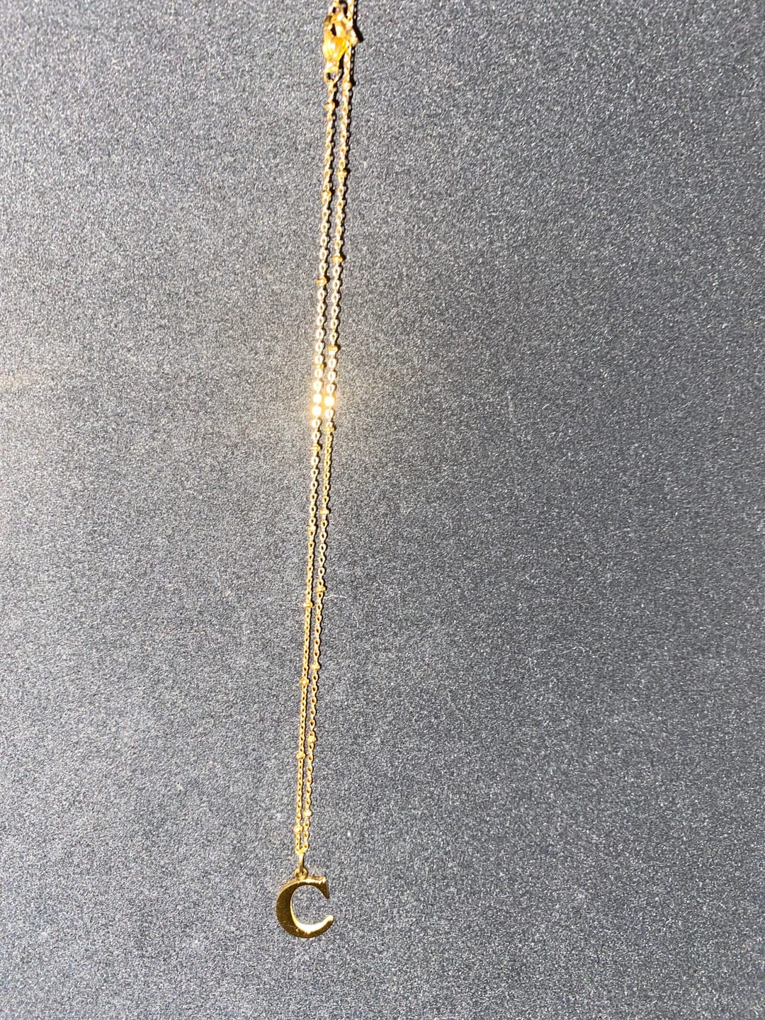 Customer photo review of C Initial Pendant Necklace In Gold