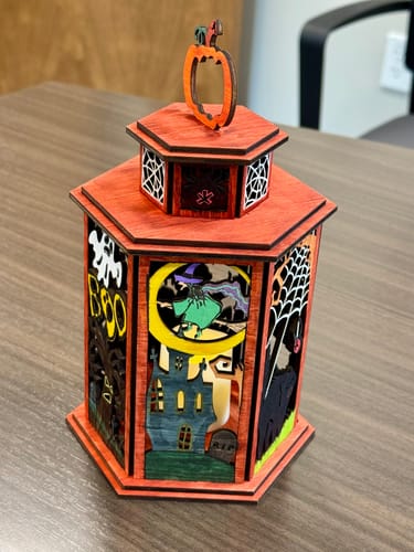 Customer photo review of Halloween lamp light night svg laser cut file