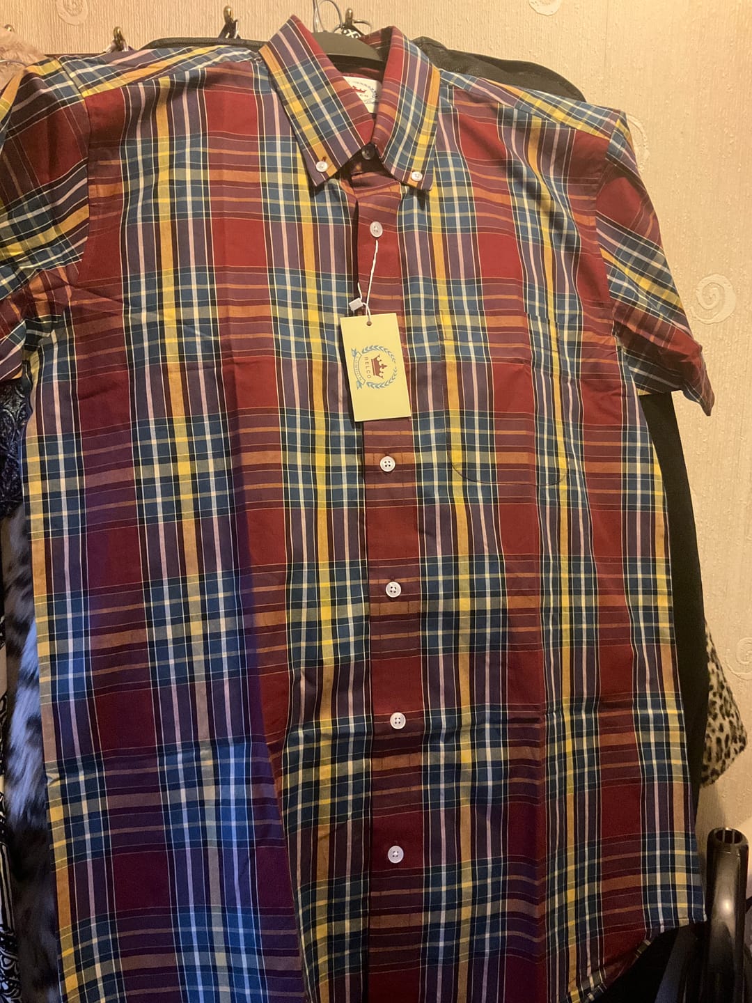 Customer photo review of Men's Burgundy, Yellow & Blue check - CK-71
