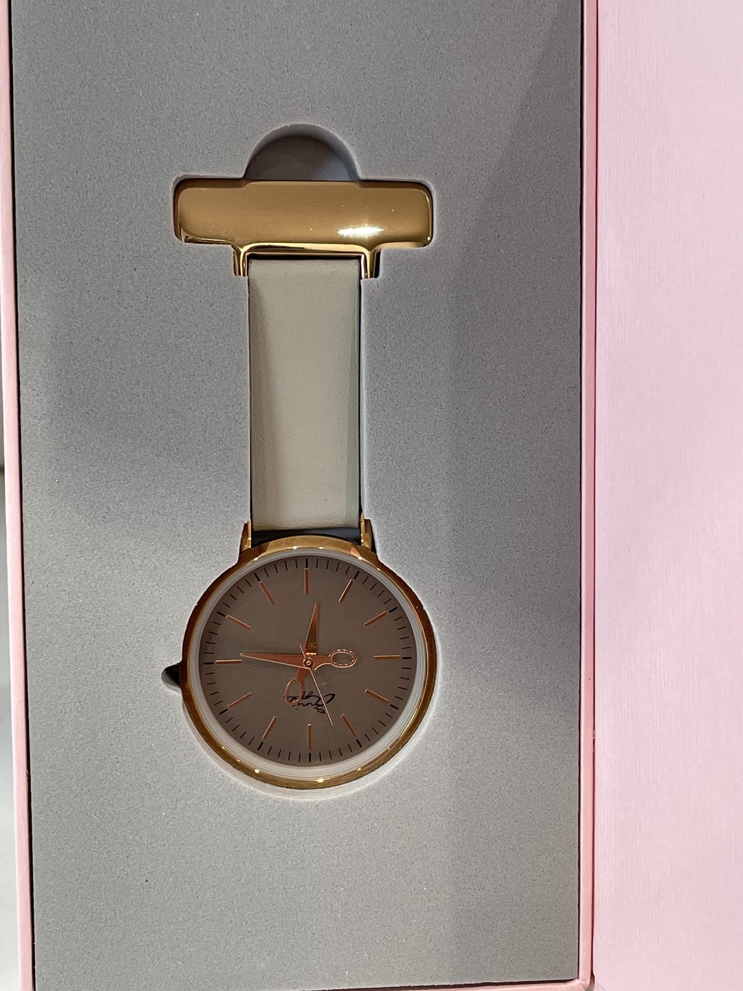 Customer photo review of Aurora Rose Gold/Grey Leather Fob 35