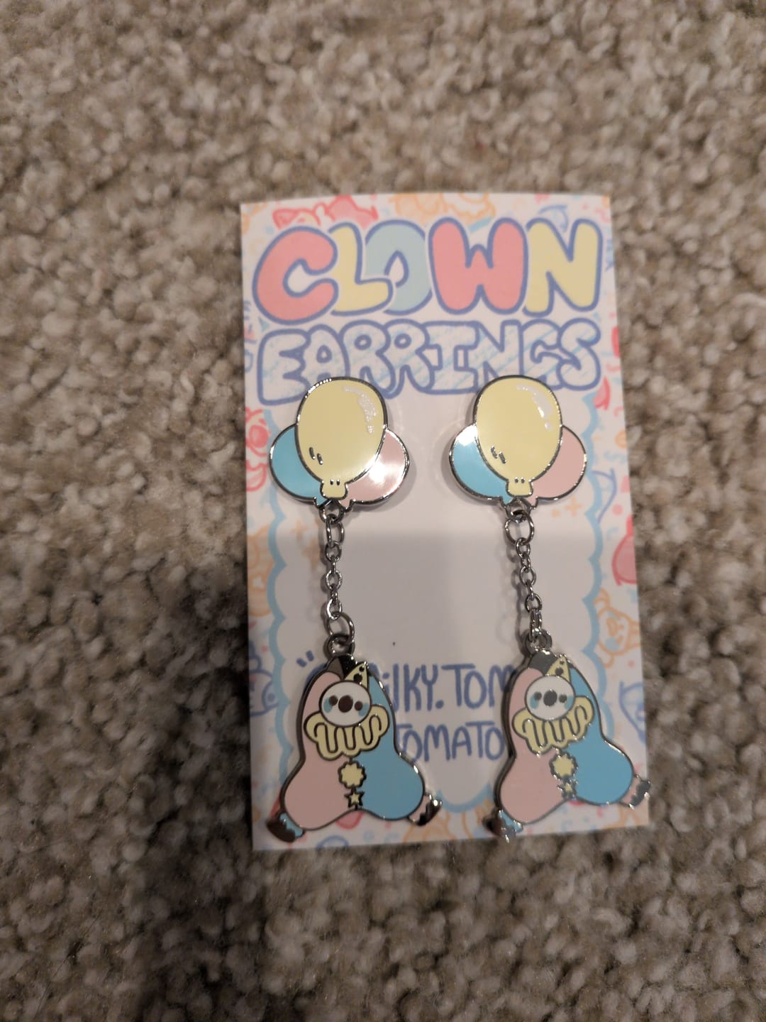 Customer photo review of Dangling Clown Earrings