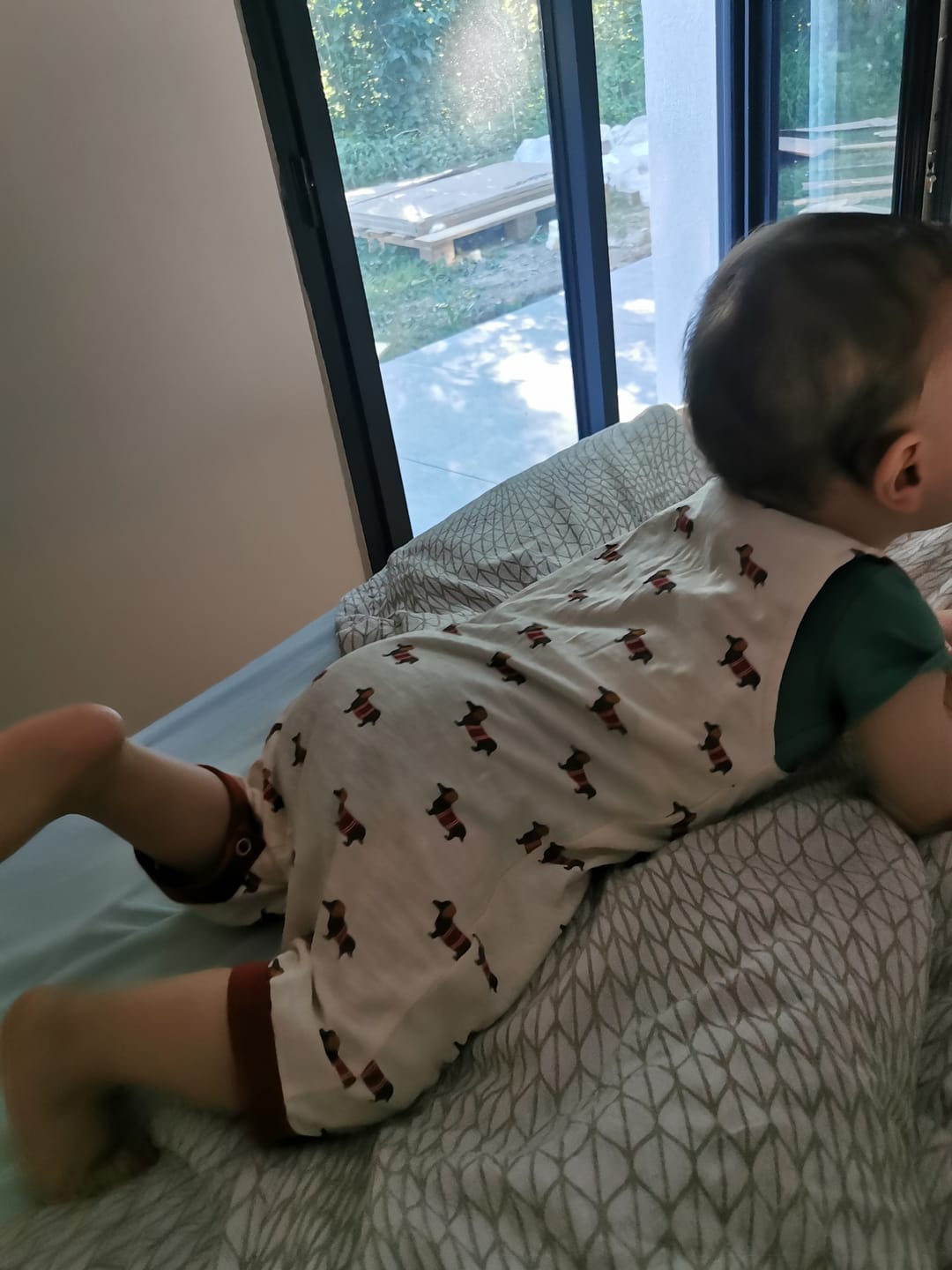 Customer photo review of Cream Sausage Dogs Storytime Dungaree Shorts