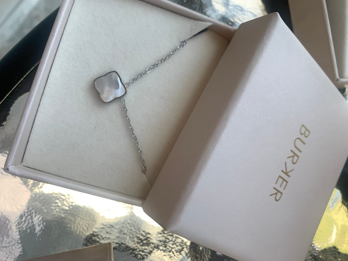 Customer photo review of Flora Silver White Necklace