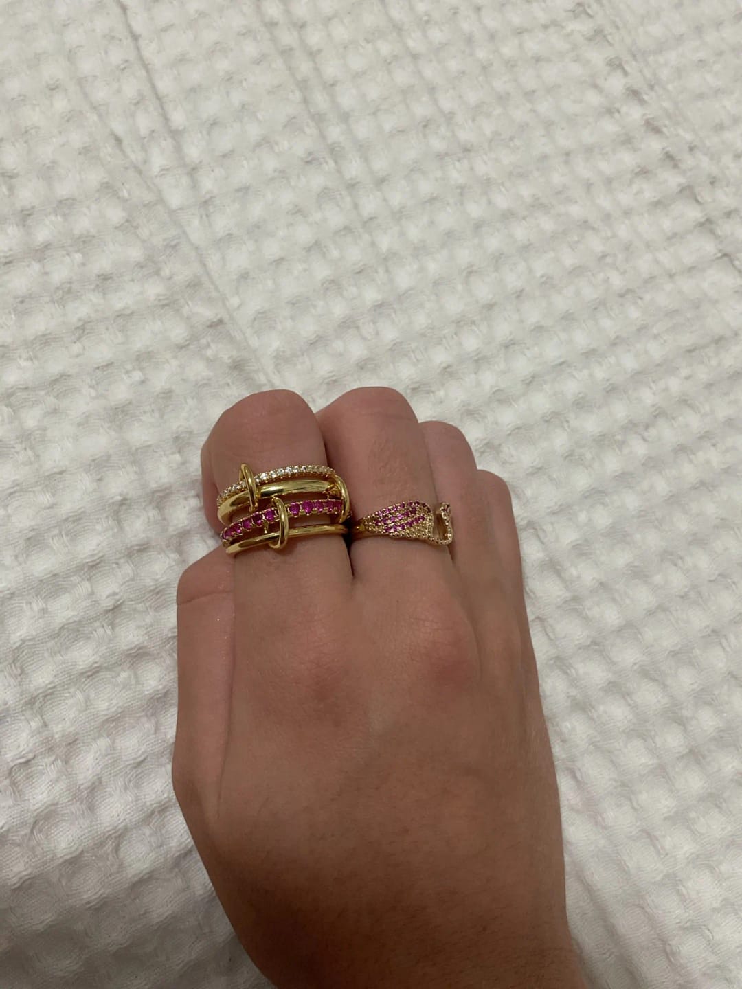 Customer photo review of Astrid Fiery Red Stacked Ring