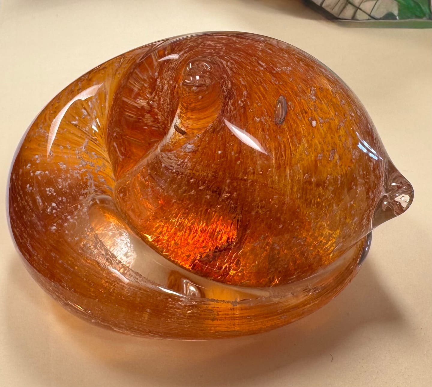 Customer photo review of Half-tone Sleeping Glass Cat with Infused Cremation Ashes