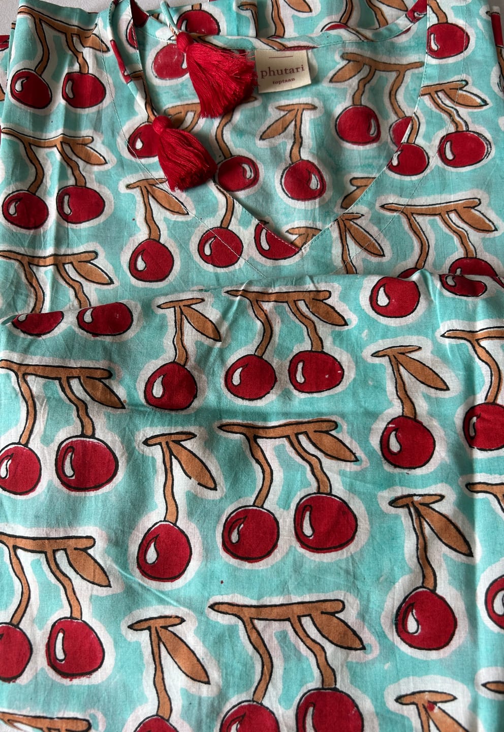 Customer photo review of Mint Cherries Chill Jams Cotton Co-ord Set