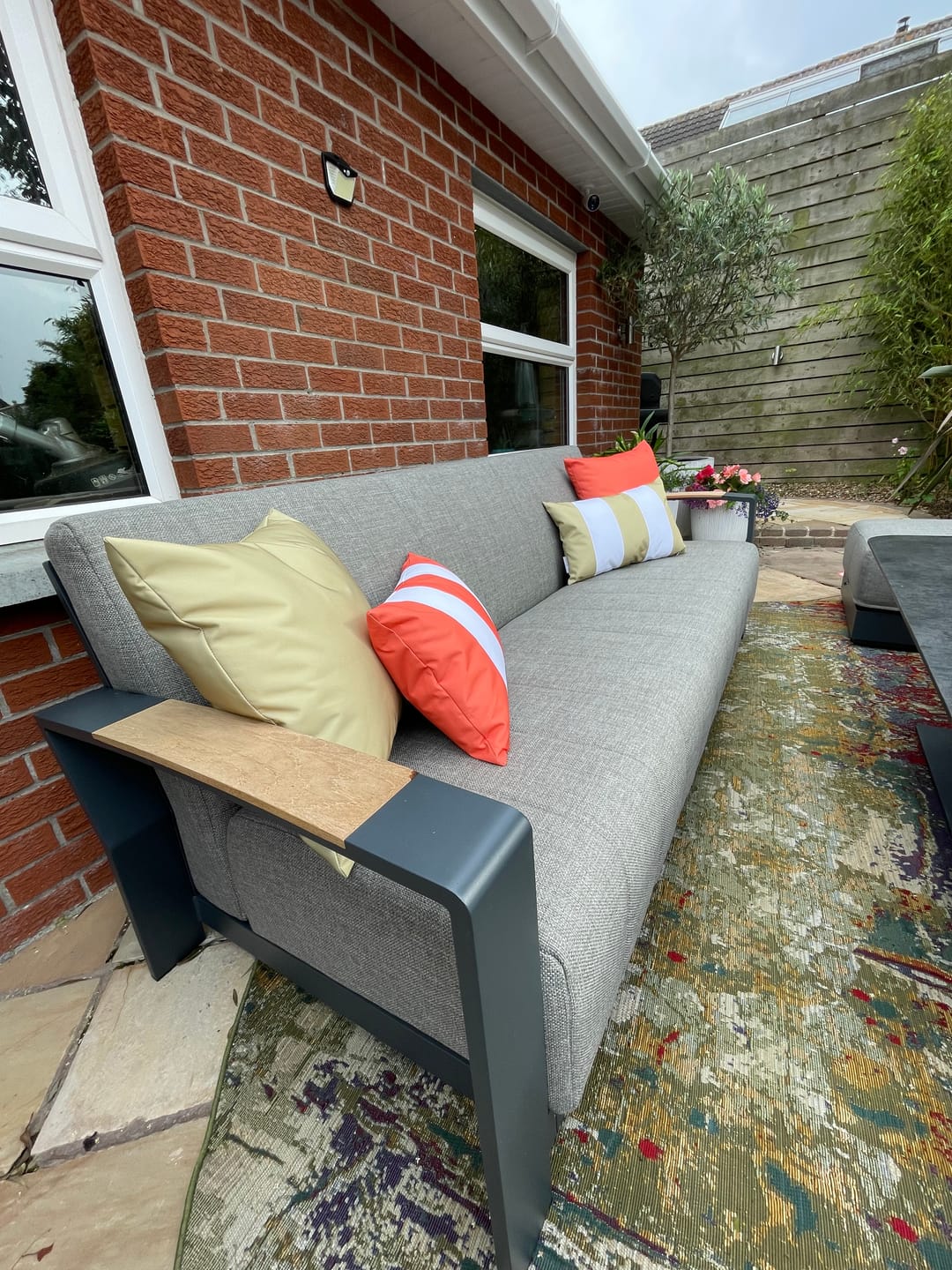 Customer photo review of Outdoor Garden Waterproof Rectangle Cushion - 3 Stripes