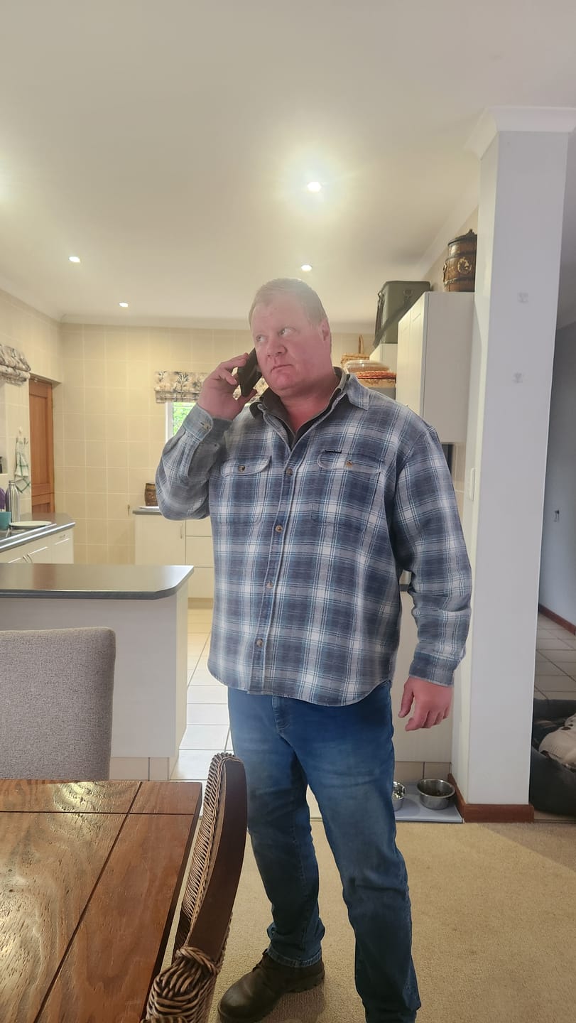 Customer photo review of Grid Overshirt Blue Plaid