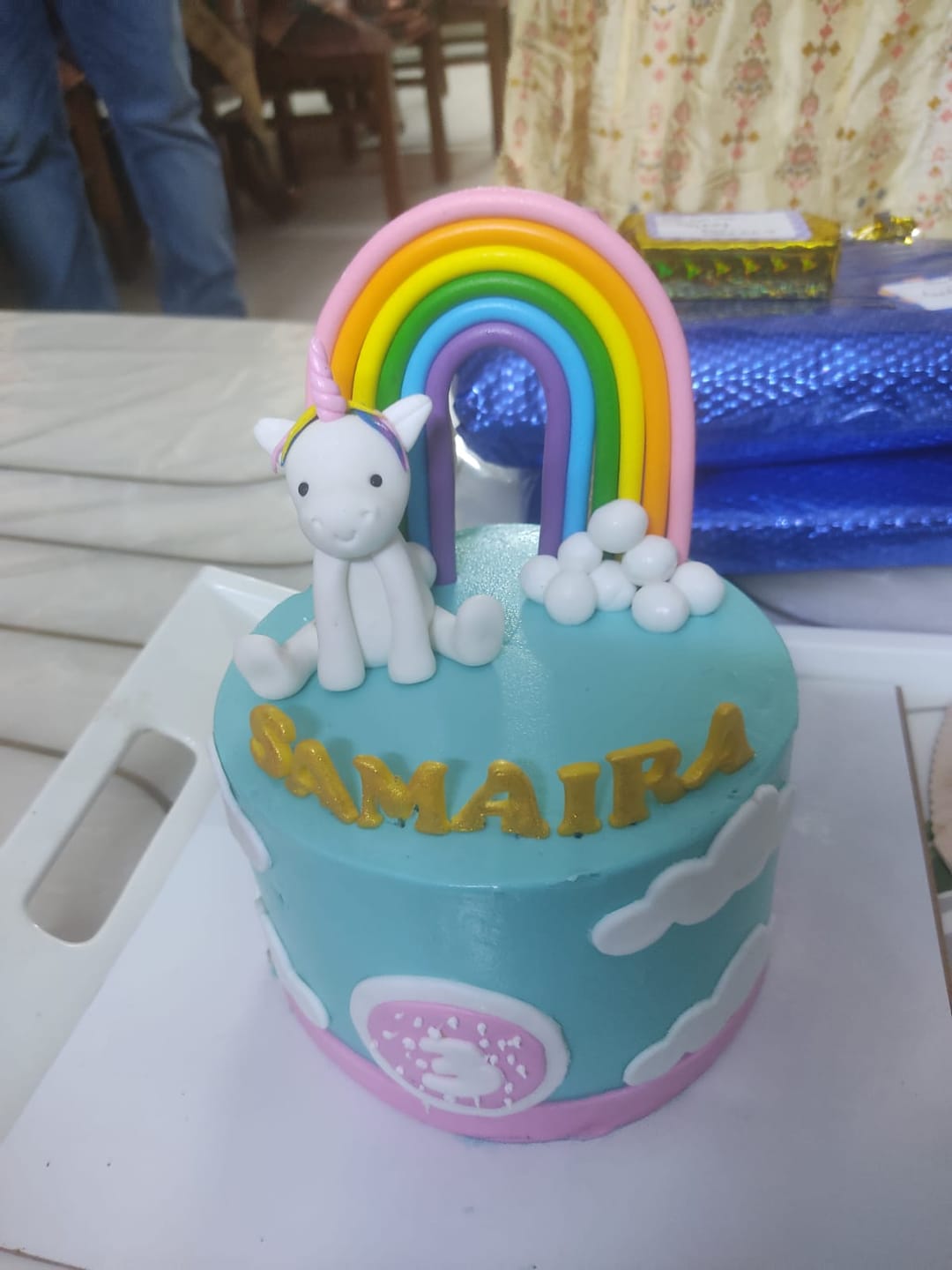 Customer photo review of Rainbow Unicorn Cake