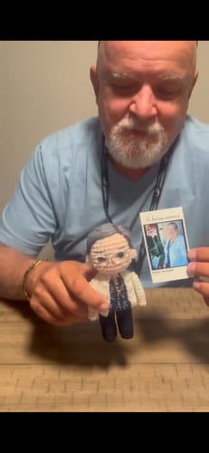 Customer photo review of Dolly® Personalized Crochet Doll with Photo Card