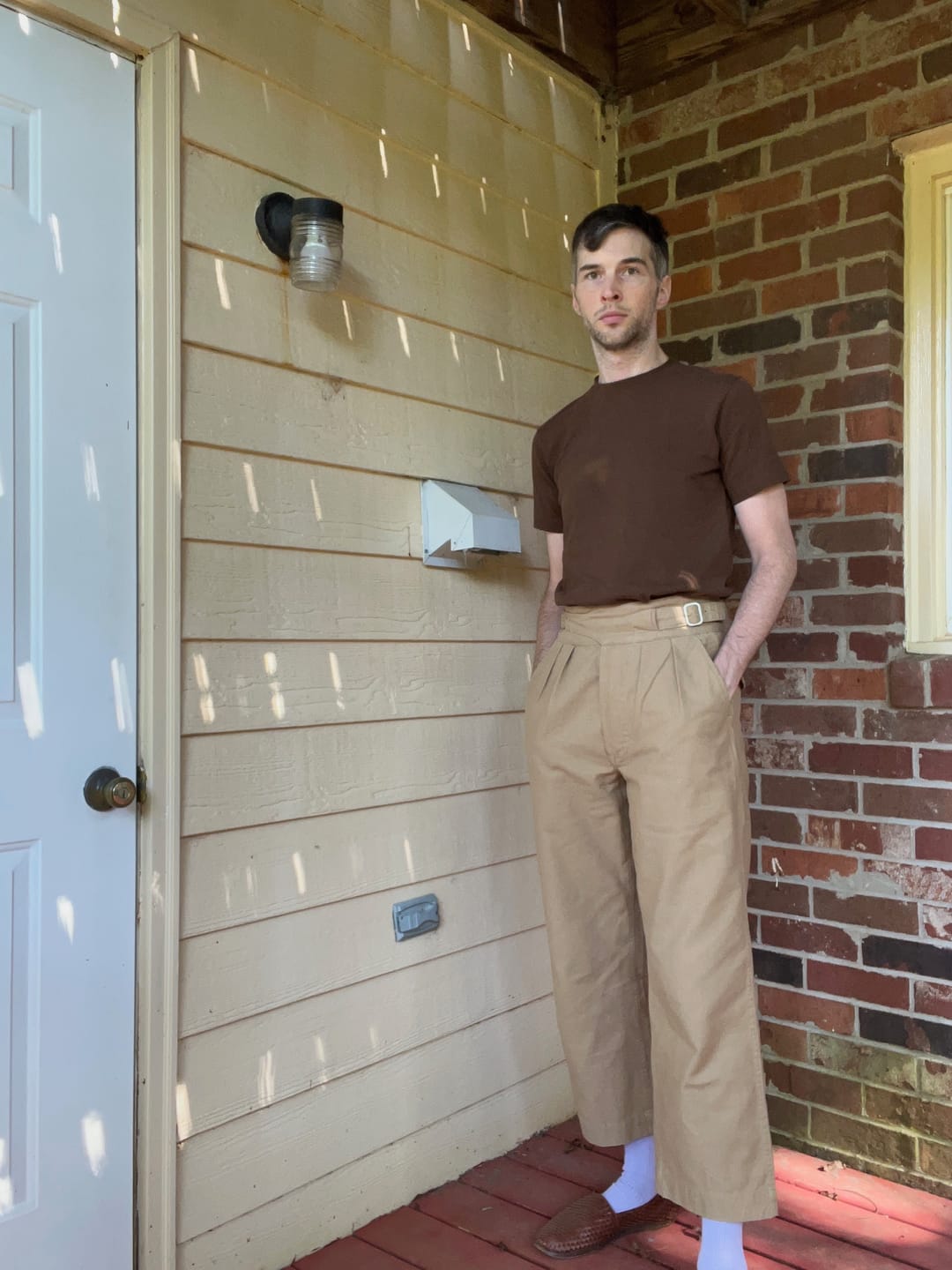 Customer photo review of 9 oz Cotton Tubular T-Shirt - Coffee