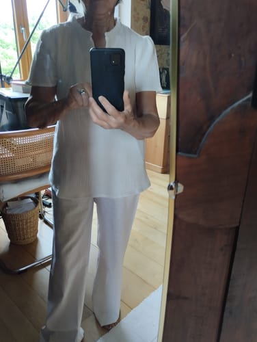 Customer photo review of Blouse Ernestine lin/coton rayé ficelle