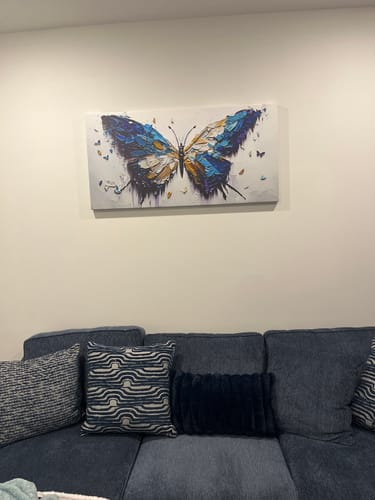 Customer photo review of BLUE WINGED BUTTERFLY CANVAS