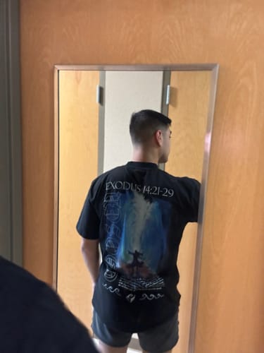 Customer photo review of Moses Parting Sea Tee